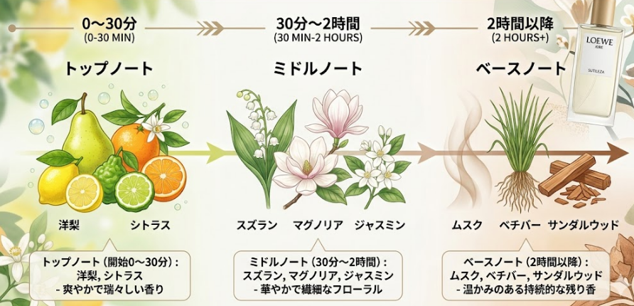 ロエベアイレスティレサの香りの変化